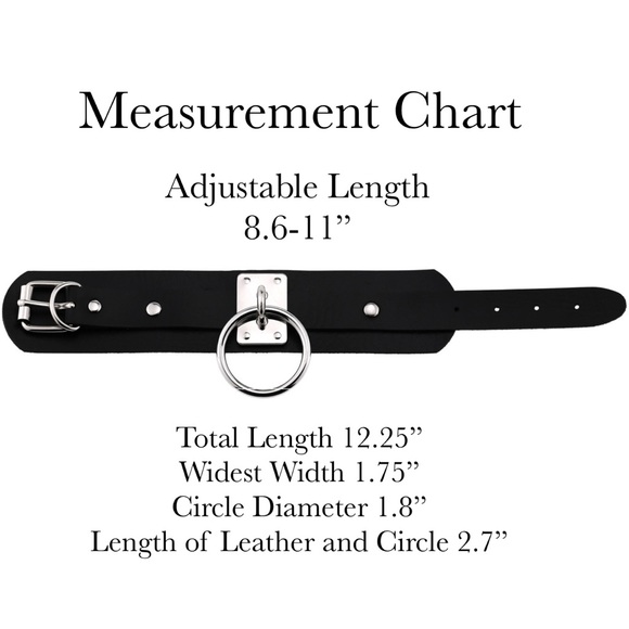 Punk Gothic Black Vegan Leather Metal Ring Bracelet - Picture 16 of 16